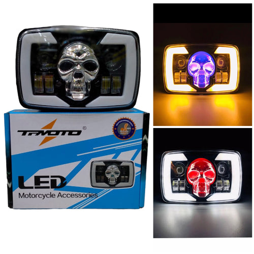 6-in-1 Multi-Color Skull LED Headlight for Honda CG125 & CD70