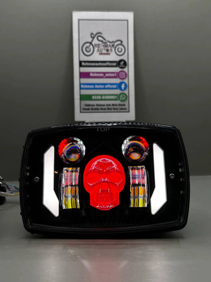 Skull Edition Multi-Functional LED Headlight for Bikes Cd-70 & CG-125