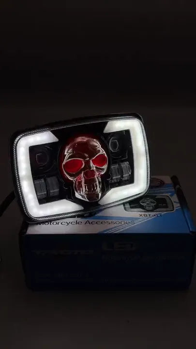 6-in-1 Multi-Color Skull LED Headlight for Honda CG125 & CD70
