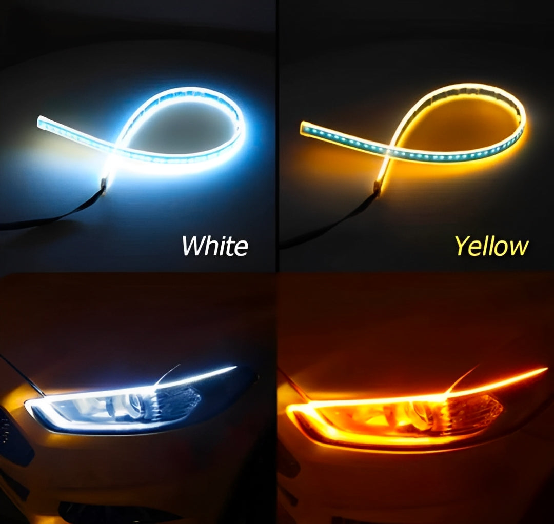 Trending Hub Universal Bike Strip Light-Dual Color Turn Signal (Yellow & White)
