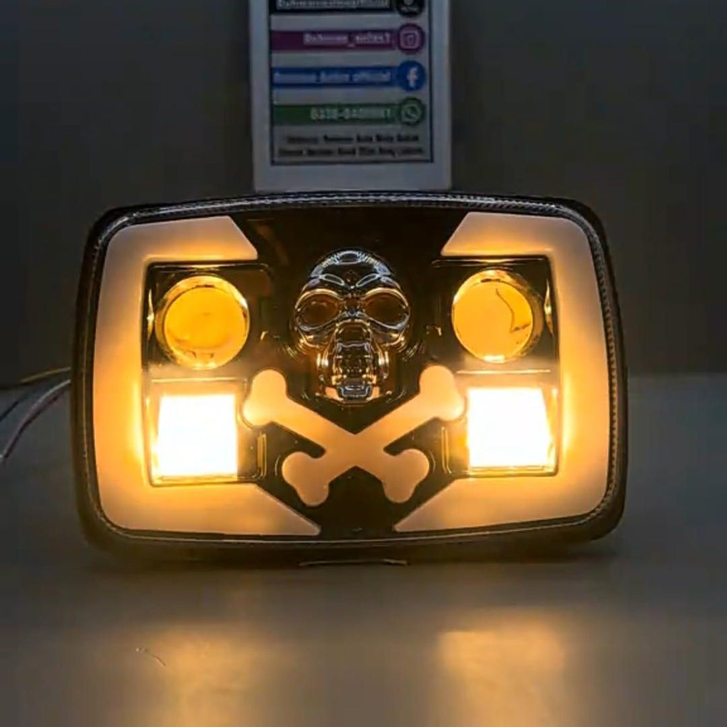 6-Color Skull & Crossbones LED Headlight for Honda CG125 & CD70