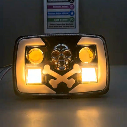 6-Color Skull & Crossbones LED Headlight for Honda CG125 & CD70