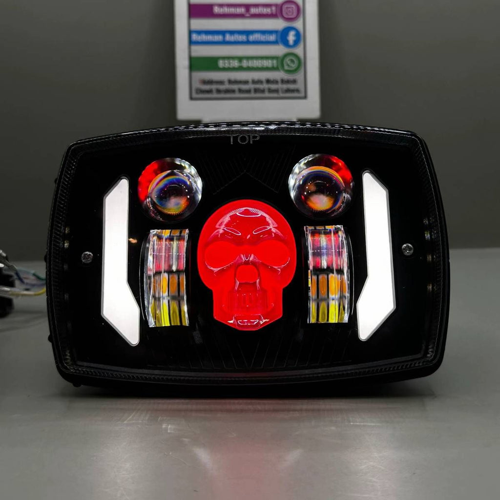 Skull Edition Multi-Functional LED Headlight for Bikes Cd-70 & CG-125